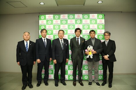 富岡町役場表敬訪問の様子。