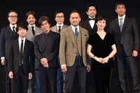 「Fukushima 50」ワールドプレミアにて、前列左から吉岡秀隆、佐藤浩市、渡辺謙、安田成美。後列左から佐野史郎、緒形直人、平田満、萩原聖人、若松節朗。