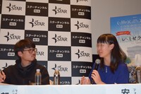「レ・ミゼラブル」シンポジウム付き特別試写会の様子。左から望月優大、安田菜津紀。