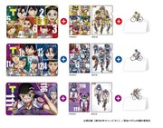 「Tカード（弱虫ペダルデザイン）」と付属のA4クリアファイル、スタンドメモ帳。