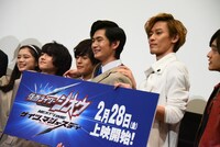 「仮面ライダージオウ NEXT TIME ゲイツ、マジェスティ」完成披露上映会の様子。