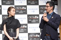 「連続ドラマW パレートの誤算～ケースワーカー殺⼈事件」完成報告会の様子。