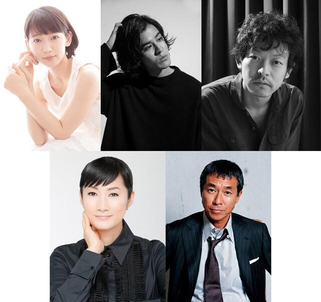 上段左から吉岡里帆、寛一郎、山中崇。下段左から余貴美子、柳葉敏郎。