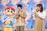 「映画クレヨンしんちゃん 激突!ラクガキングダムとほぼ四人の勇者」公開アフレコの様子。
