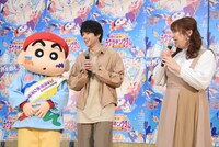 「映画クレヨンしんちゃん 激突！ラクガキングダムとほぼ四人の勇者」公開アフレコの様子。