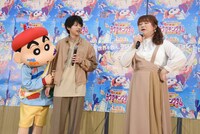 「映画クレヨンしんちゃん 激突！ラクガキングダムとほぼ四人の勇者」公開アフレコの様子。