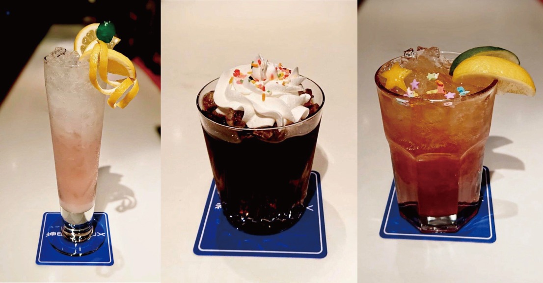 SF-BAR 神田FLUX、SF-Dining&Bar 新宿FLUXの「ゼルダ」（左）、「クリフ」（中央）、「ロニー」（右）。