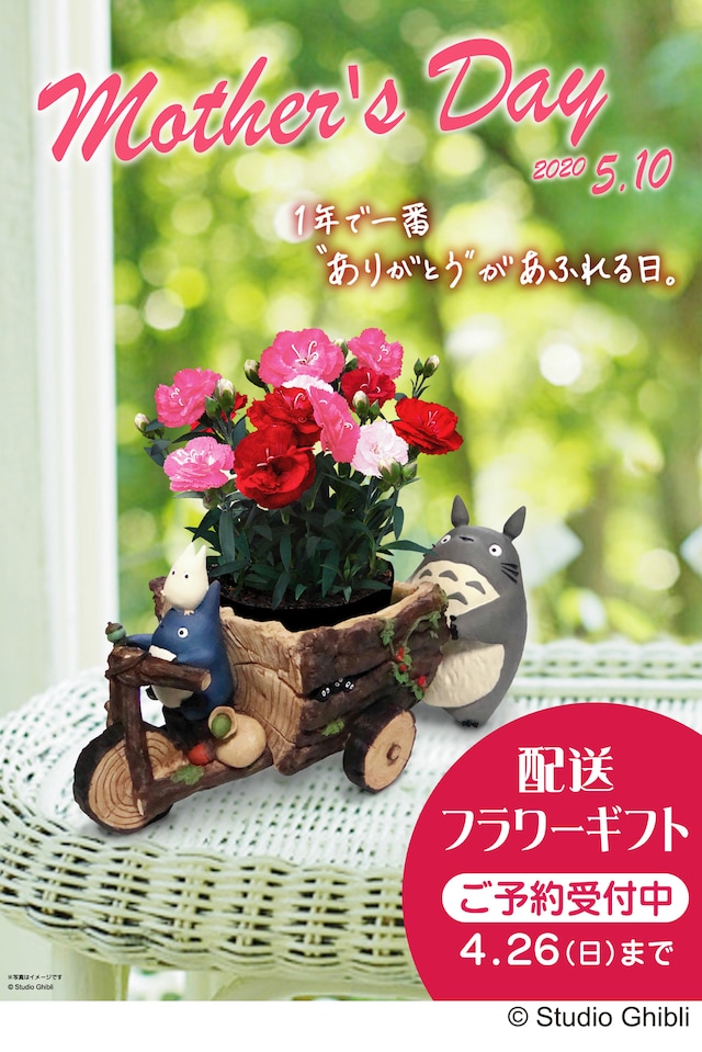 「となりのトトロ」をモチーフにした母の日限定の配送フラワーギフト。