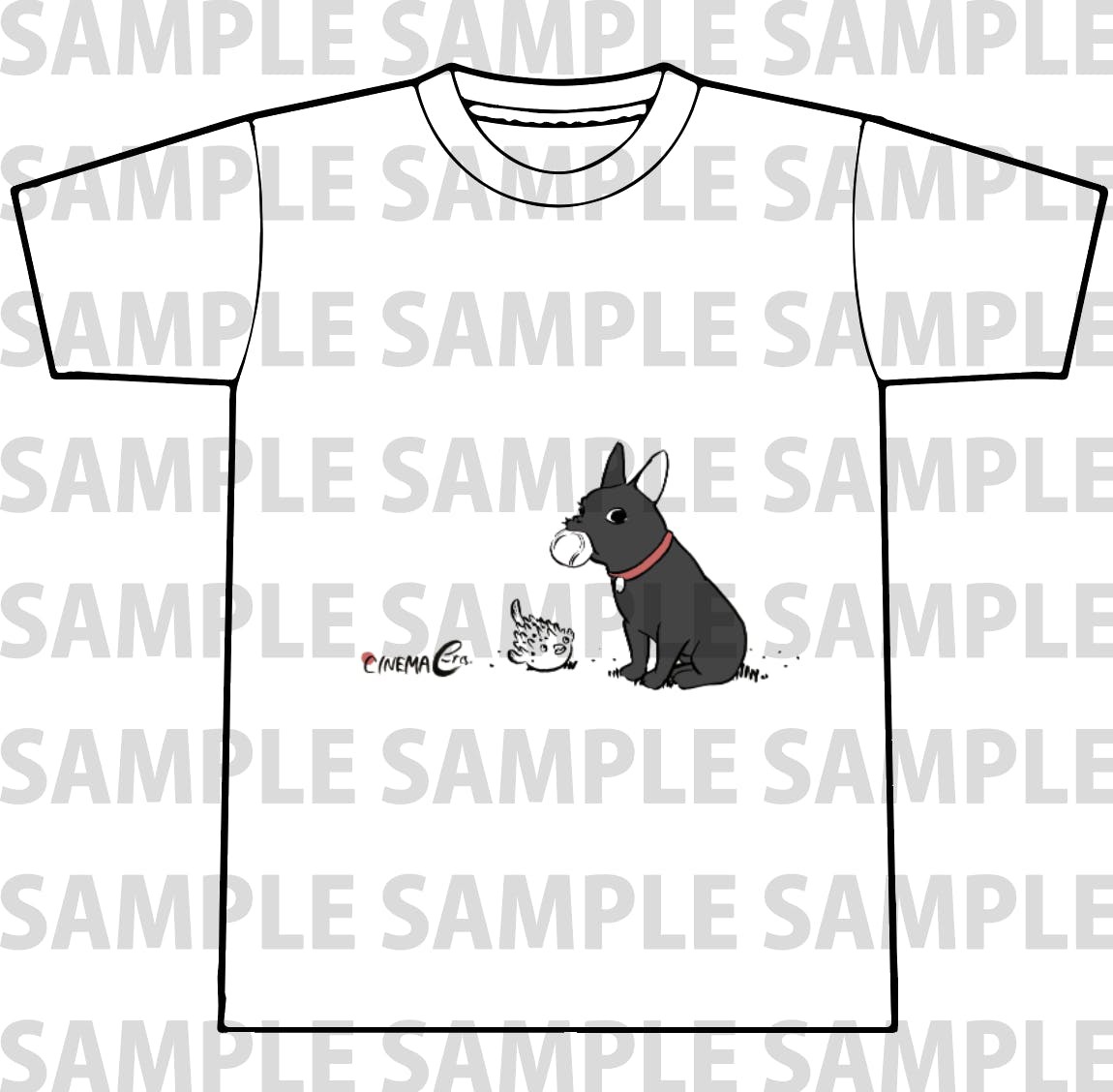 片渕須直と浦谷千恵の共作イラスト入りTシャツ。