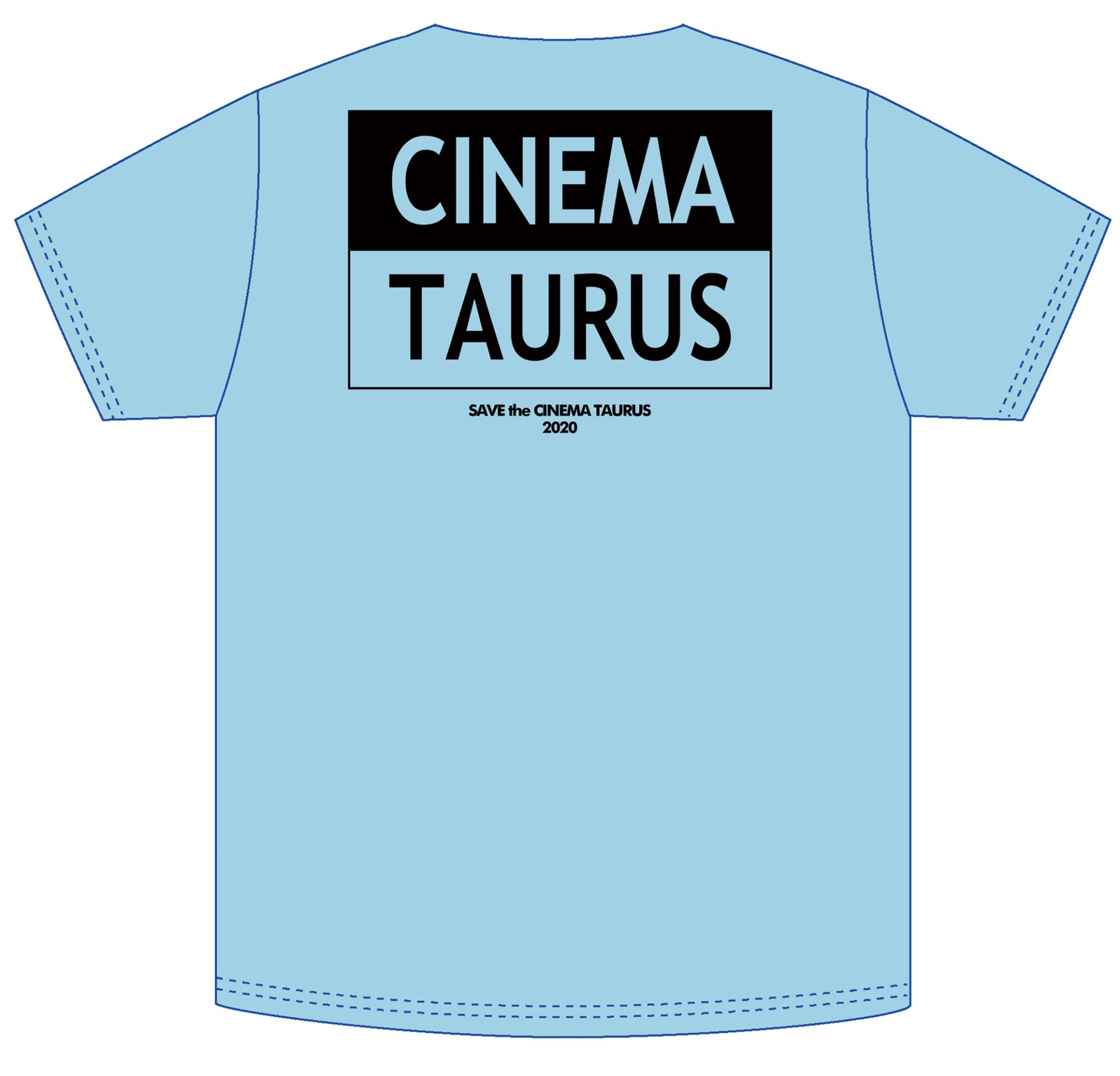 オリジナルTシャツ・ブルーの背面デザイン。