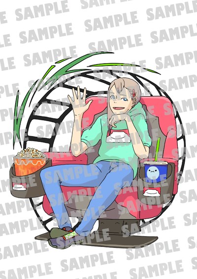 大童澄瞳による、あつぎのえいがかんkikiとのコラボイラスト。