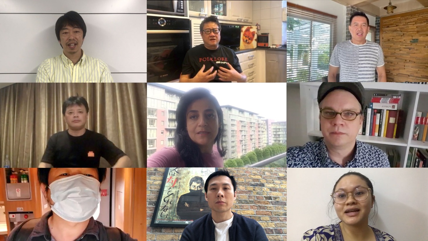 上段左から西澤彰弘、エリック・クー、ブリランテ・メンドーサ。中段左からソンタルジャ、マルズィエ・メシュキニ、フロリアン・ヴァイゲンザマー。下段左からワン・ビン、アンソニー・チェン、シャリファ・アリアナ。