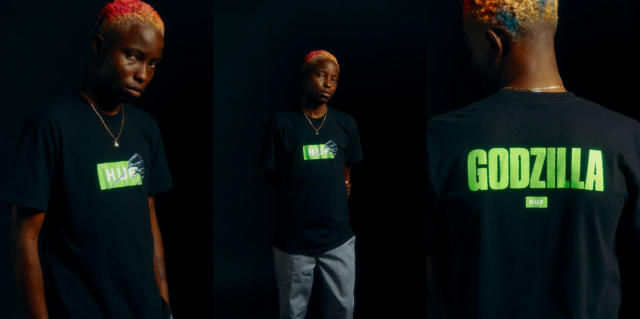 関税送料込♪HUF/GODZILLA BAR LOGO SS TEE HUF ハフ Tシャツ GODZILLA TT S/S TEE 半袖 カットソー