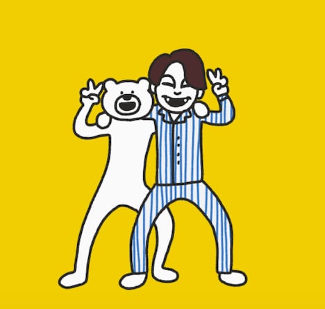 「やぎらくん」と「けたくま」のコラボGIFアニメーションより。