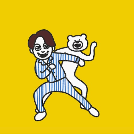 「やぎらくん」と「けたくま」のコラボGIFアニメーションより。