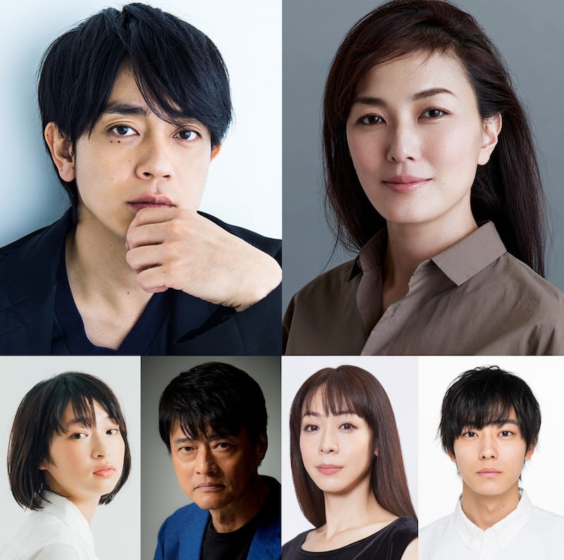 「13(サーティーン)」追加キャスト一覧。上段左より青柳翔、板谷由夏。下段左より石川瑠華、神保悟志、遊井亮子、井上祐貴。
