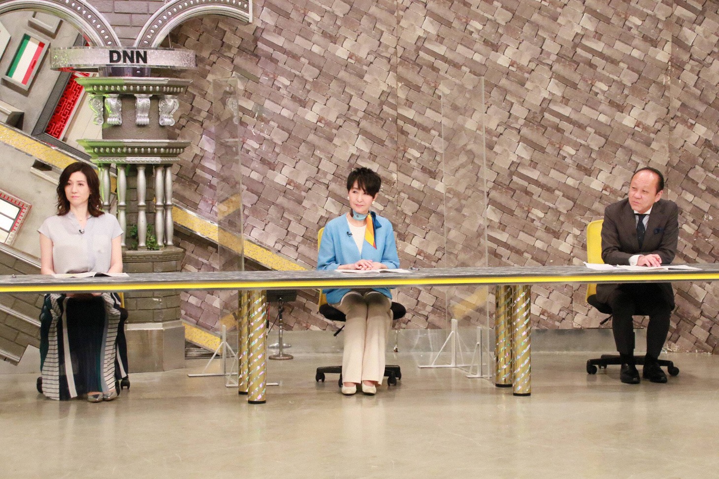 7月10日放送の「全力！脱力タイムズ」より。左から野々村友紀子、吉川美代子、出口保行。