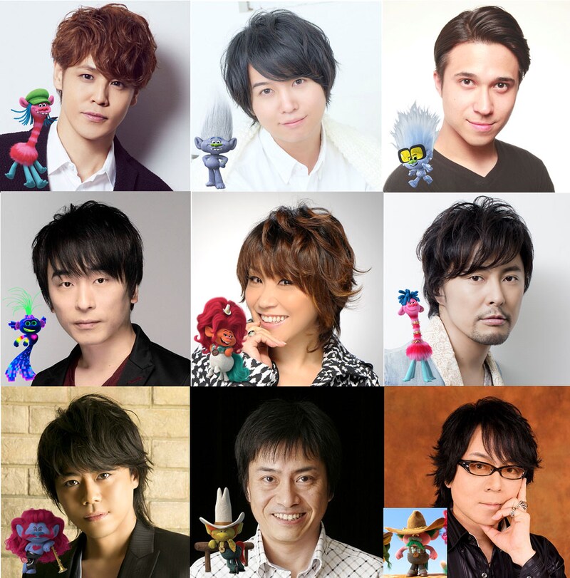 上段左から宮野真守、斉藤壮馬、木村昴。中段左から関智一、松本梨香、吉野裕行。浪川大輔、平田広明、速水奨。