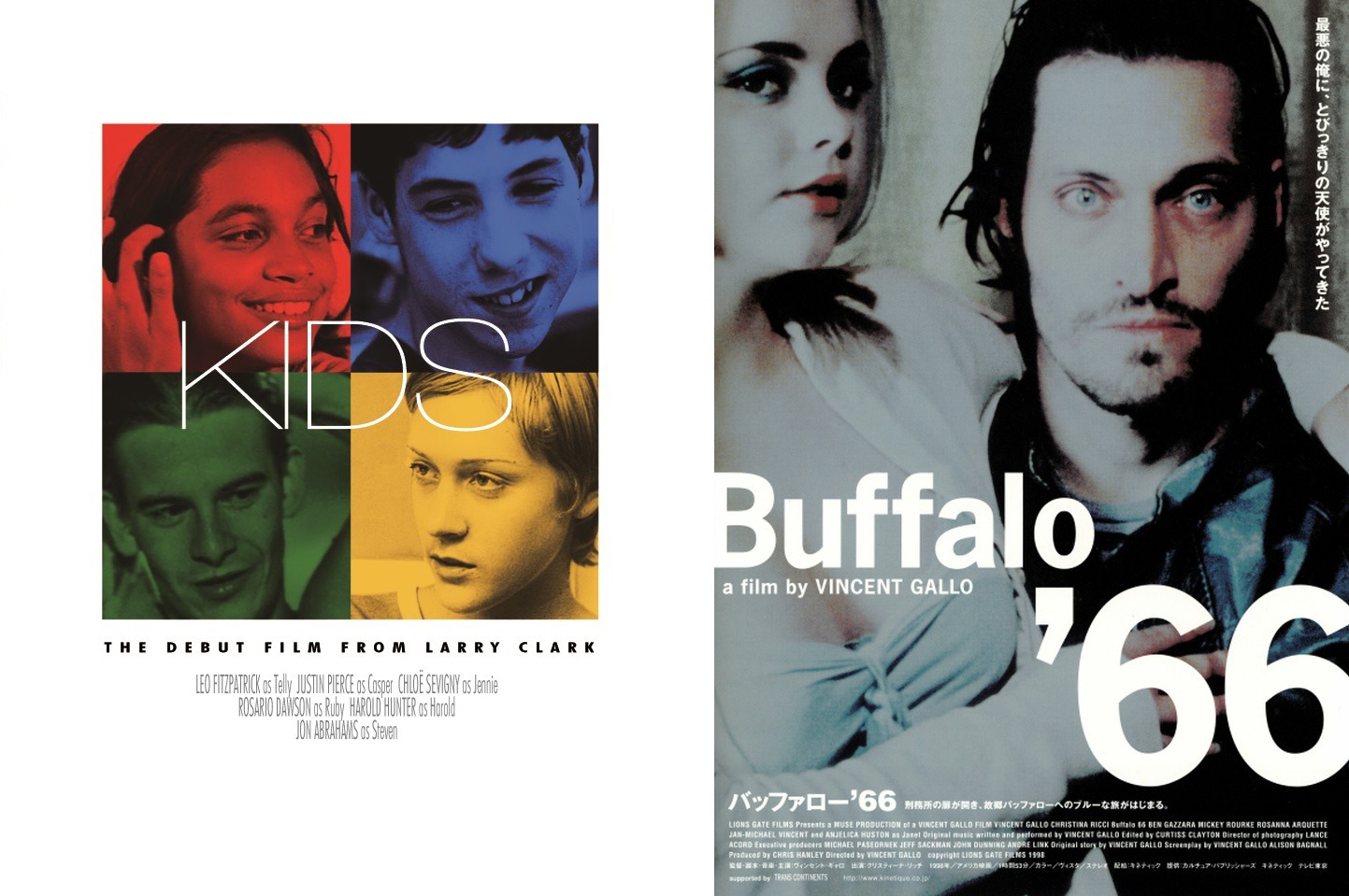 左から「KIDS／キッズ」「バッファロー'66」ビジュアル。(c)2018 Filmverlag Fernsehjuwelen. All rights reserved. /『KIDS』提供：TOMORROW Films. 協力：ディメンション