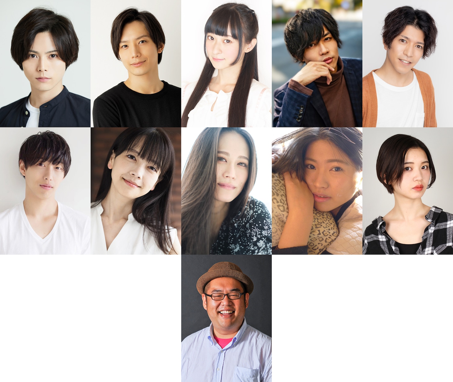 上段左から大崎捺希、久保田秀敏、星守紗凪、木村優良、宮崎卓真。中段左から菅井義久、三浦まり、真田怜臣、貴玖代、新藤みなみ。下段は開沼豊。