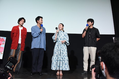 左から若葉竜也、仲野太賀、大島優子、石井裕也。