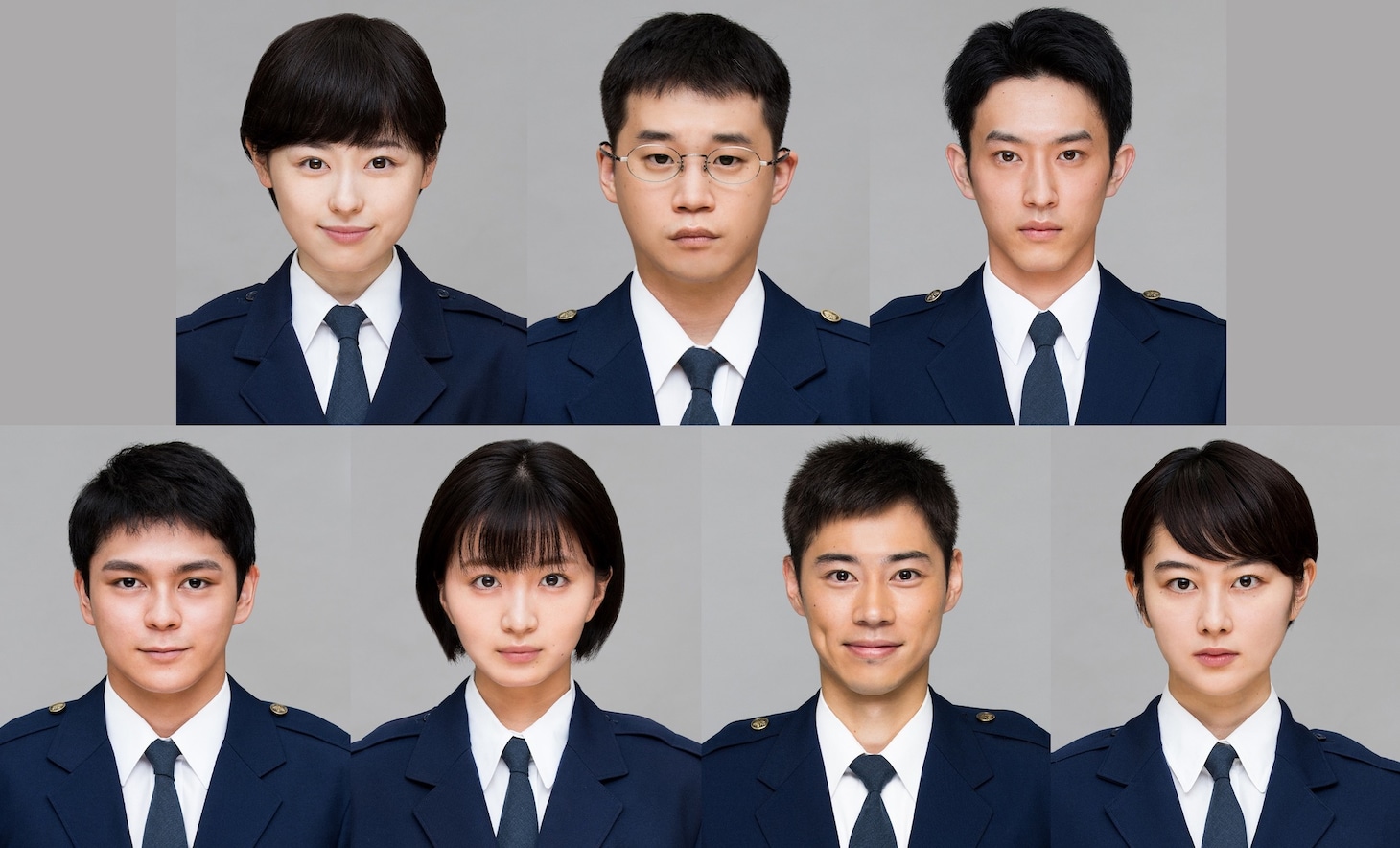 「教場2（仮題）」新キャスト。左上から時計回りに福原遥、矢本悠馬、杉野遥亮、高月彩良、戸塚純貴、岡崎紗絵、眞栄田郷敦。