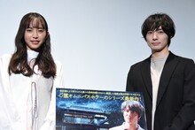 「劇場版 ほんとうにあった怖い話2020～呪われた家～」舞台挨拶の様子。左から井桁弘恵、和田琢磨。