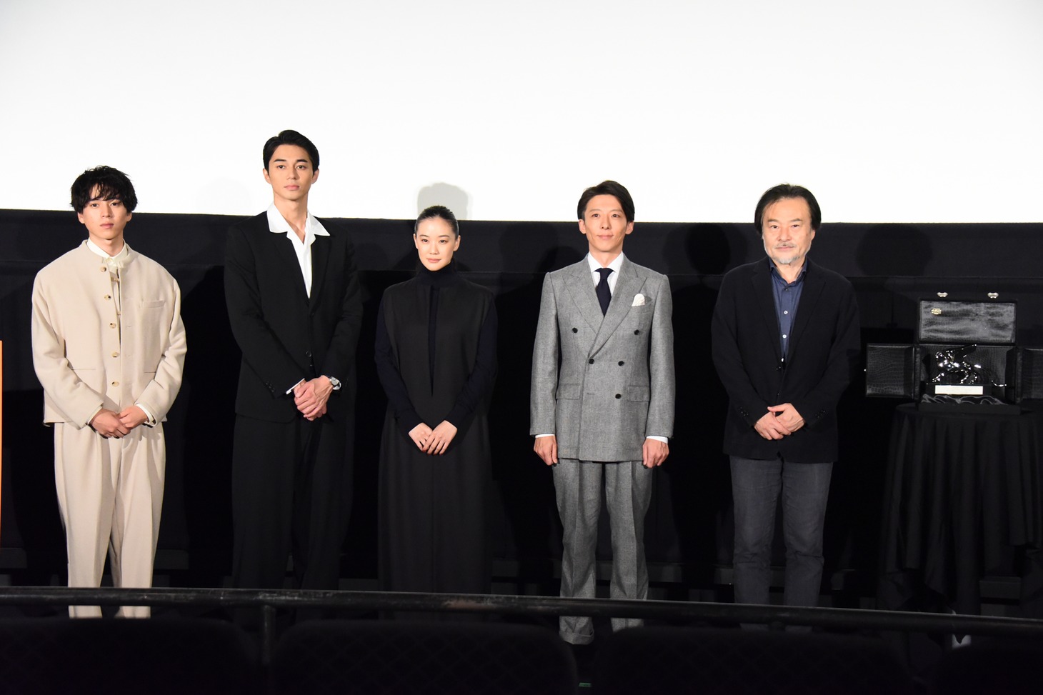 「スパイの妻」公開記念舞台挨拶の様子。