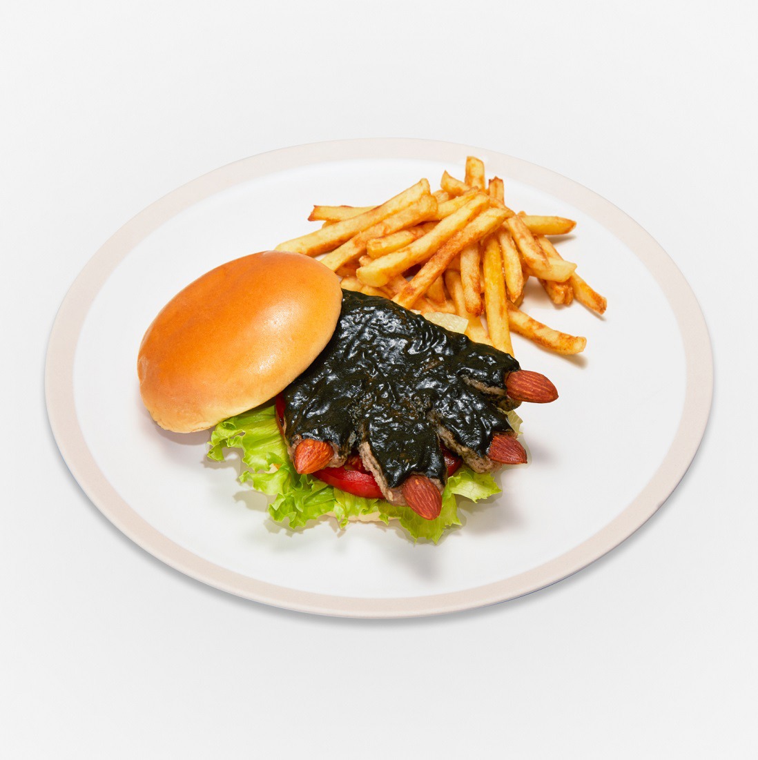 巨大な足跡！お好みソース入りデミバーガー（税込1200円）