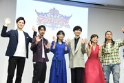 左から市川洋介、松本寛也、甲斐麻美、橋本淳、別府あゆみ、伊藤友樹。
