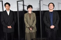 第33回東京国際映画祭「本気のしるし」Q&Aにて、左から森崎ウィン、土村芳、深田晃司。