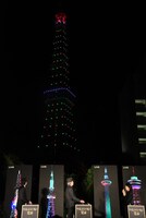 クリスマスカラーに点灯した東京タワー。