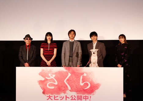 左から矢崎仁司、小松菜奈、北村匠海、吉沢亮、小林由依。手前に座っているのがちえ。