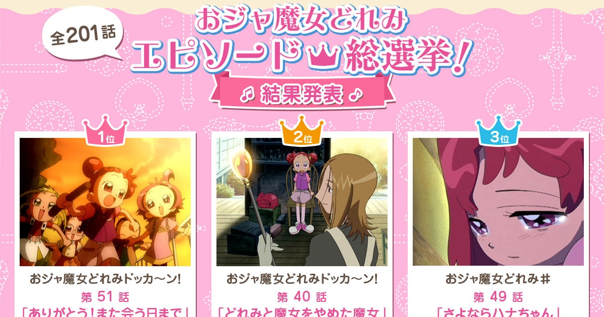 おジャ魔女どれみ」全201話のベスト3が発表、期間限定で無料配信 