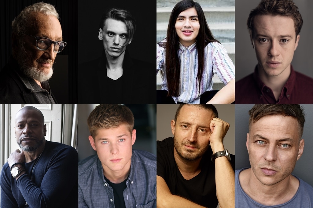 上段左からロバート・イングランド、ジェイミー・キャンベル・バウアー、エドゥアルド・フランコ、ジョセフ・クイン。下段左からシャーマン・オーガスタス、メイソン・ダイ、二コラ・ジュリコ、トム・ヴラシア。