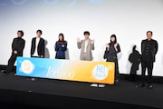 映画「10万分の1」初日舞台挨拶の様子。