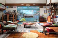 撮影スタジオに組まれた銭湯のセット。