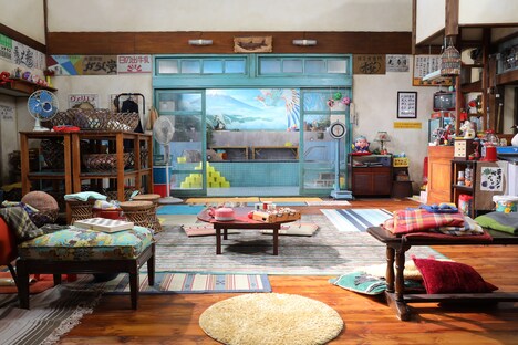 撮影スタジオに組まれた銭湯のセット。