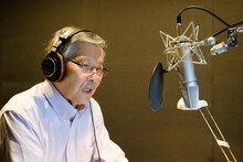 羽佐間道夫。TAAF2021の新PVナレーション収録の様子。