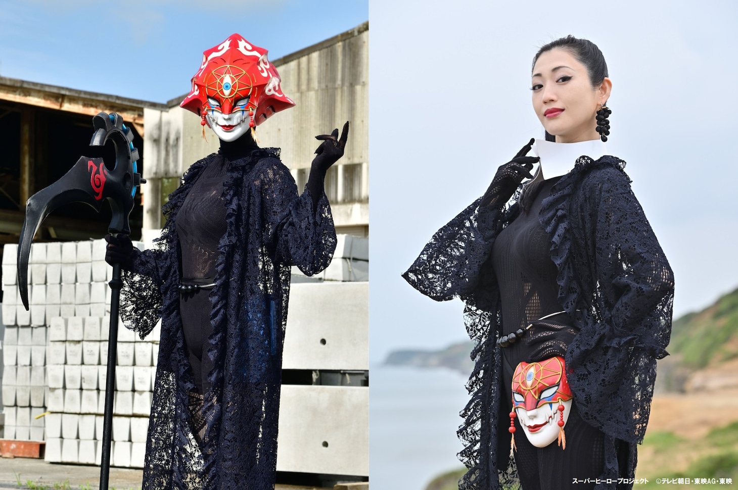 左から怪人態のミンジョ、壇蜜演じる人間態のミンジョ。