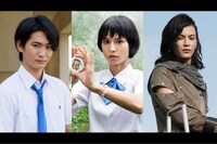 「RIDER TIME 仮面ライダージオウ VS ディケイド／7人のジオウ！」より、押田岳演じる明光院ゲイツ（左）、大幡しえり演じるツクヨミ（中央）、渡邊圭祐演じるウォズ（右）。(c)2021 「仮面ライダージオウVSディケイド／7人のジオウ！」製作委員会 (c)2018石森プロ・テレビ朝日・ADK EM・東映