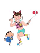 「映画クレヨンしんちゃん 謎メキ!花の天カス学園」に登場するフワちゃん(右)。