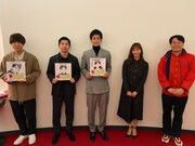 「あの頃。」公開直前イベントの舞台裏より。左からコカドケンタロウ、仲野太賀、松坂桃李、藤本美貴、劔樹人。