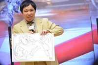 せいやが「トムとジェリーと一緒にしたいこと」をテーマに描いた「ダンス」のイラスト。左上から時計回りにジェリー、トム、せいやとのこと。