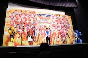 「機界戦隊ゼンカイジャー THE MOVIE 赤い戦い!オール戦隊大集会!!」初日舞台挨拶の様子。