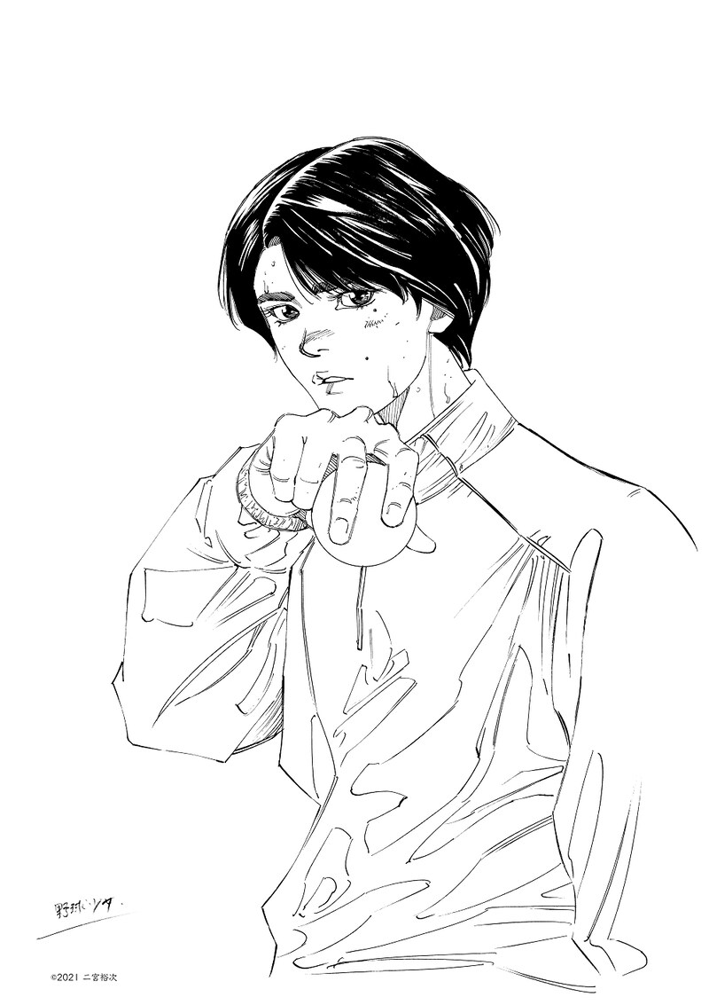 二宮裕次による描き下ろしイラスト。