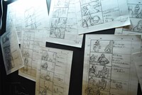 池袋シネマ・ロサに飾られた絵コンテ。