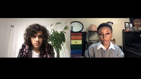 ジャック・ディラン・グレイザー(左)とジョーダン・クリスティン・シモン(右)のオンラインインタビューより。