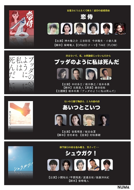 NUMAのラインナップビジュアル。