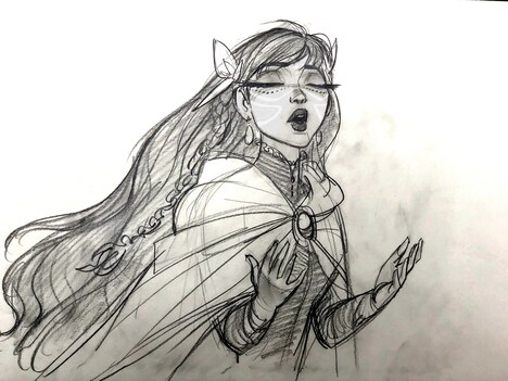 ジン・キムが手がけたベルのキャラクターデザイン。